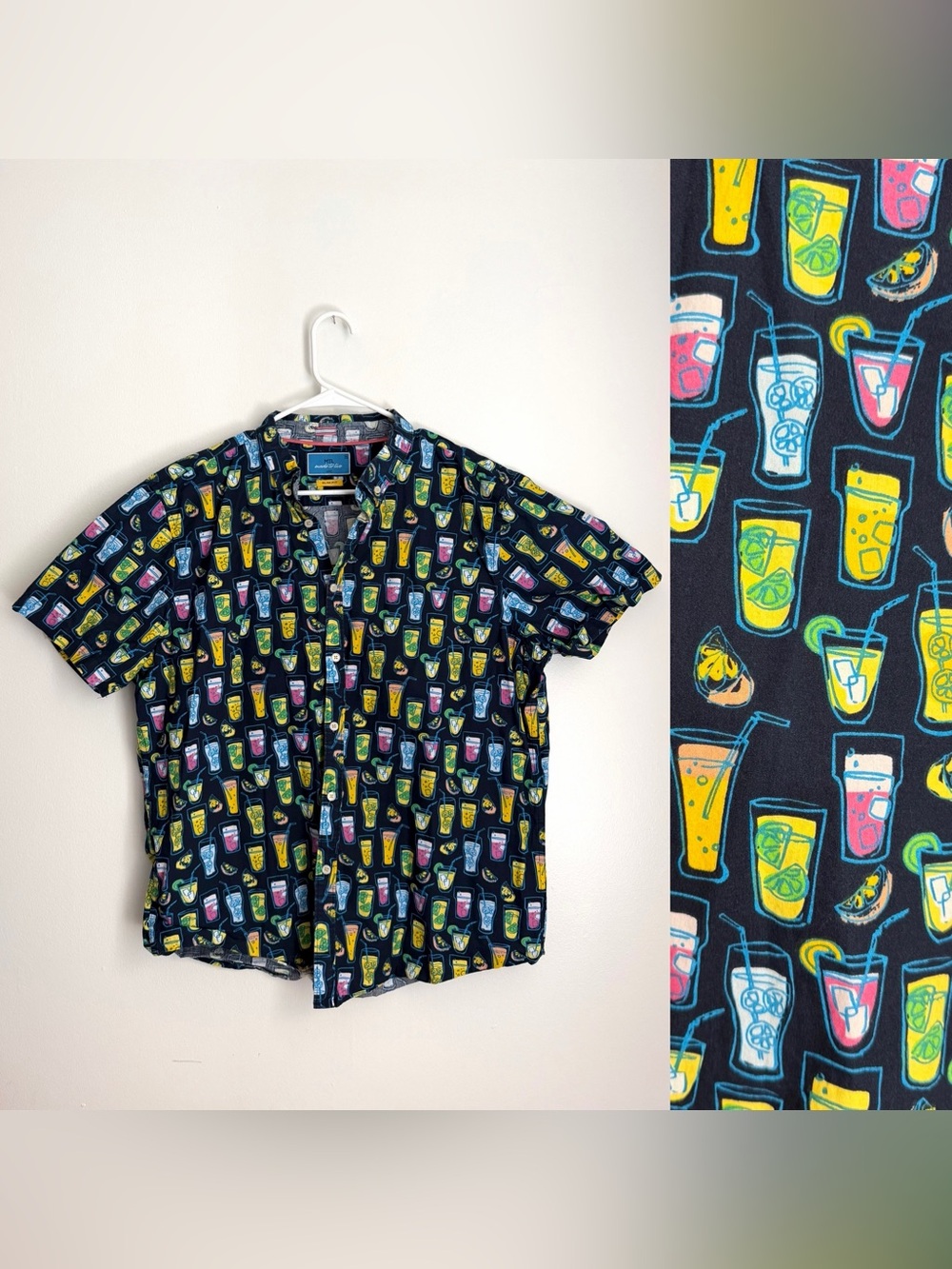 Men’s Made To Live Lemonade Beverage Print Casual Button Down Shirt XL